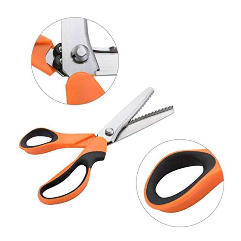 BlueSnail Stainless Steel Pinking Shears Comfort Grip Handled Professional Fabric Crafts Dressmaking Zig Zag Cut Scissors Sewing Scissors (Serrated, Orange) - Image 4
